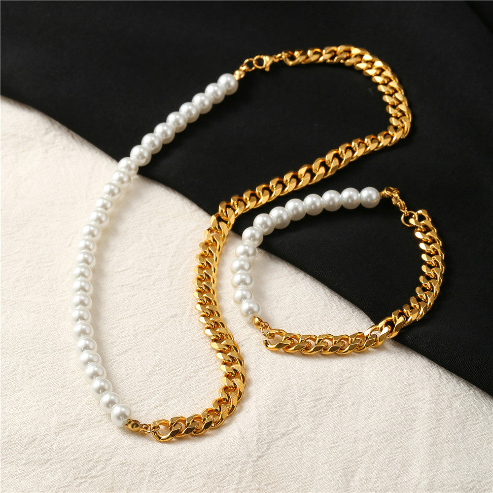 Men's Pearl Chain Bracelet - Minimalist Couple Style