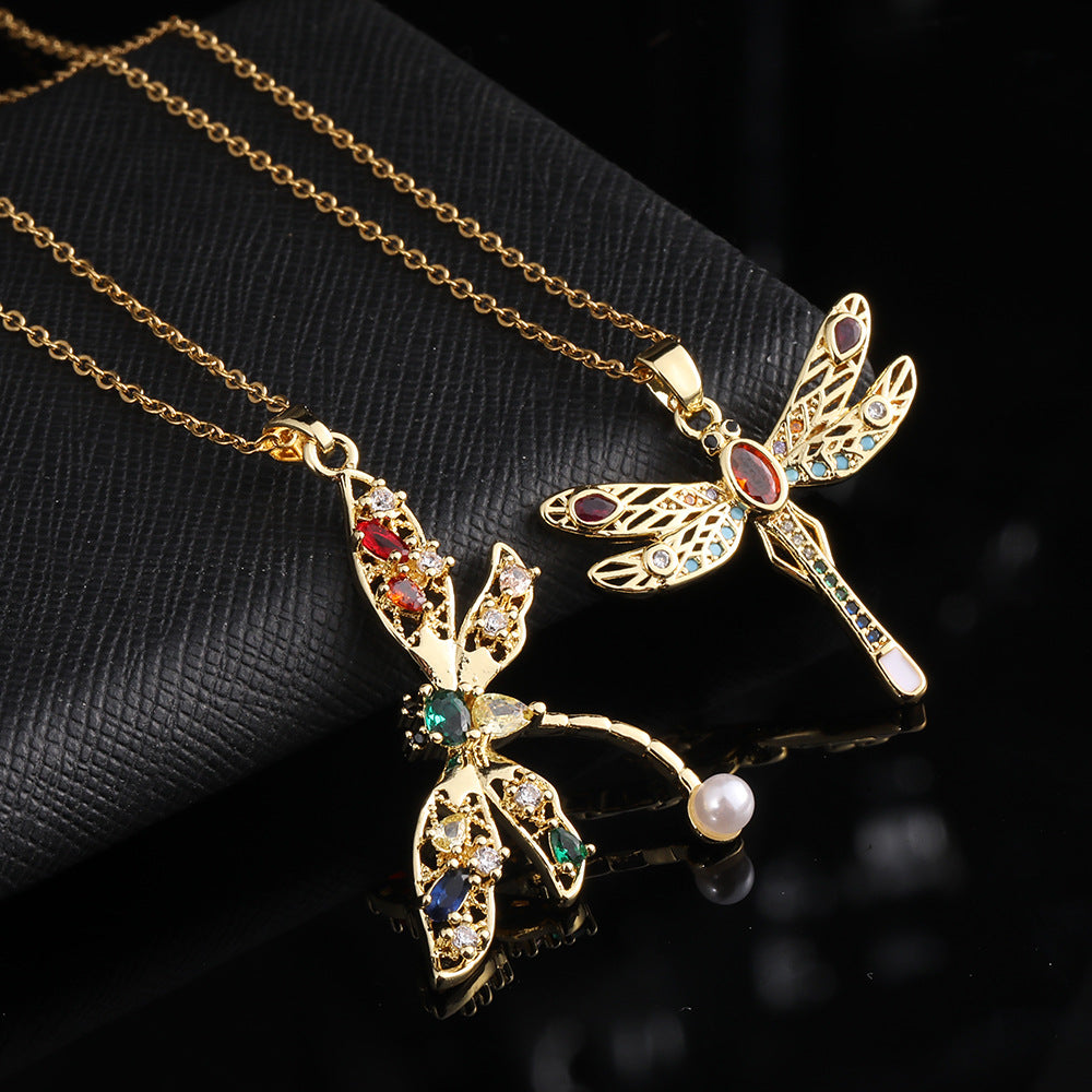 Colorful Dragonfly Pendant Necklace