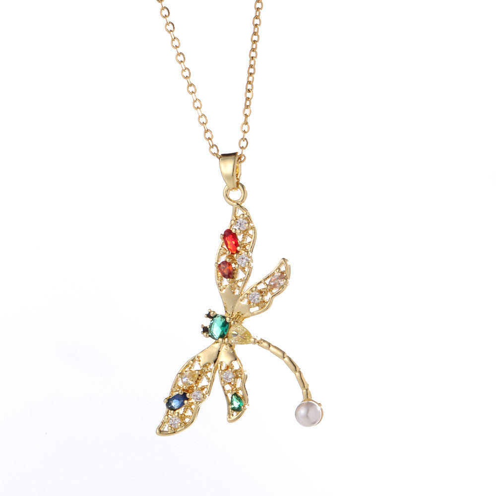 Colorful Dragonfly Pendant Necklace