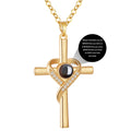 Avotto Cross Necklace for Women Projection Chain Pendant Religious Christian Baptism First Communion Confirmation Heart Jewelry Gifts Always Remember Graduation Gifts Her Gold