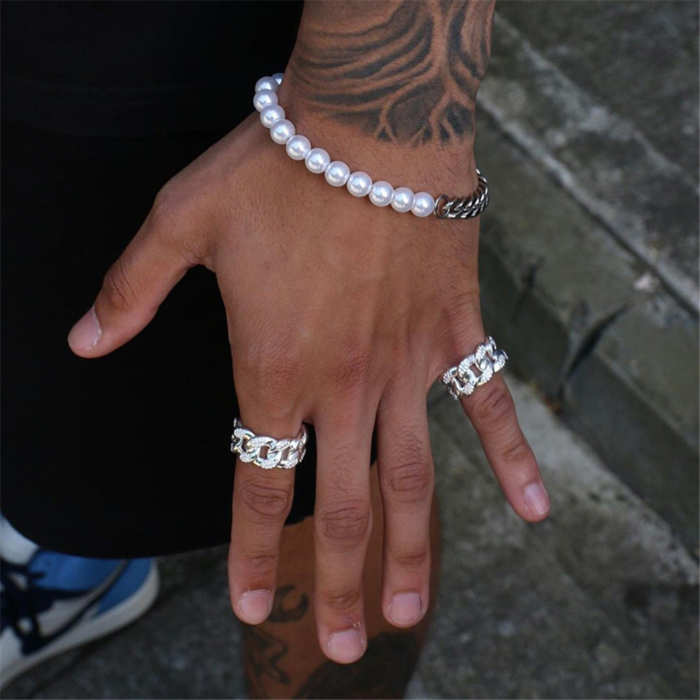 Men's Pearl Chain Bracelet - Minimalist Couple Style