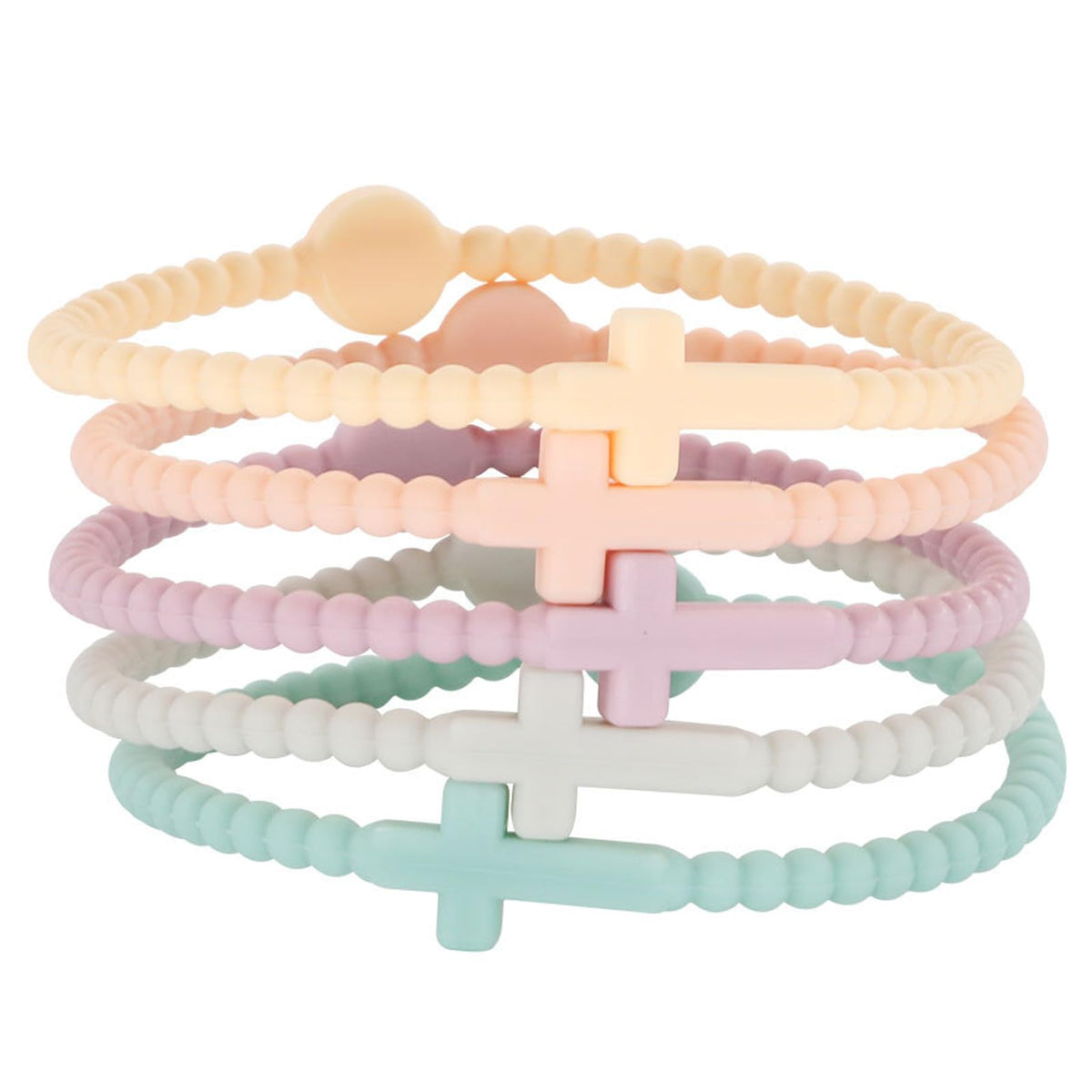 5Pcs Cross Silicone Bracelet Colorful Rubber Cross Bracelets Protection Pray Inspirational Faith Religious Christian Bracelet fo Women Men Jewelry-C