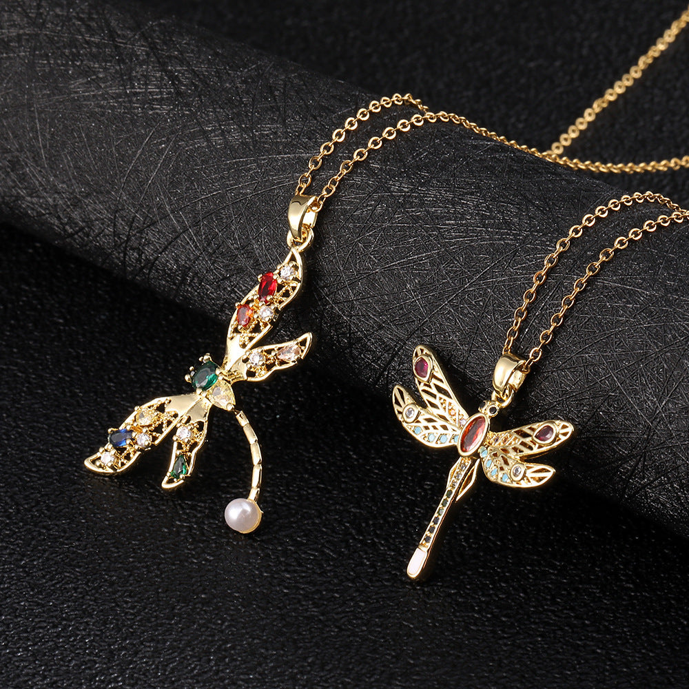 Colorful Dragonfly Pendant Necklace