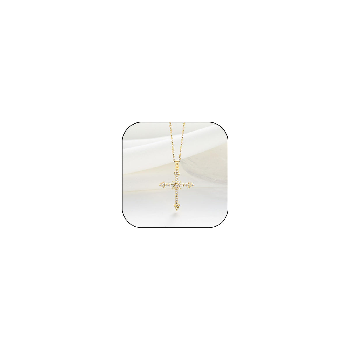 Double Cross Zircon Choker Necklace