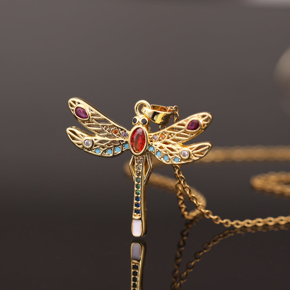 Colorful Dragonfly Pendant Necklace